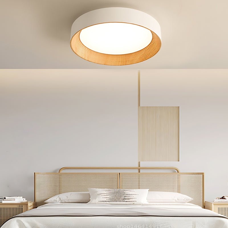 WINTHROP CIRCULAR IRON TRIO DIMMER CEILING LAMP WITH WOODEN FINISH