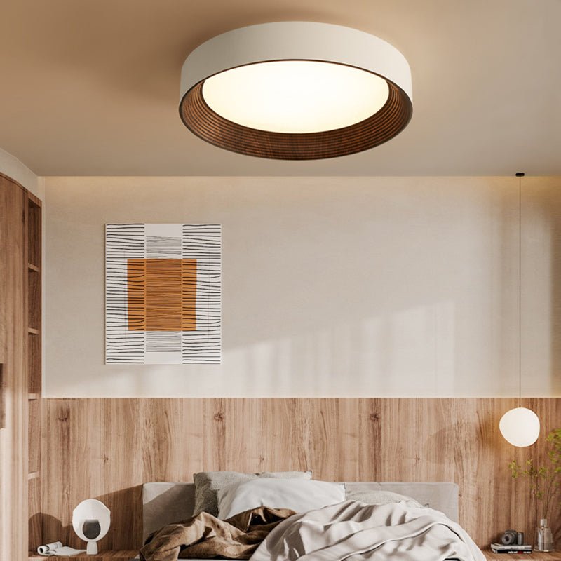 WINTHROP CIRCULAR IRON TRIO DIMMER CEILING LAMP WITH WOODEN FINISH