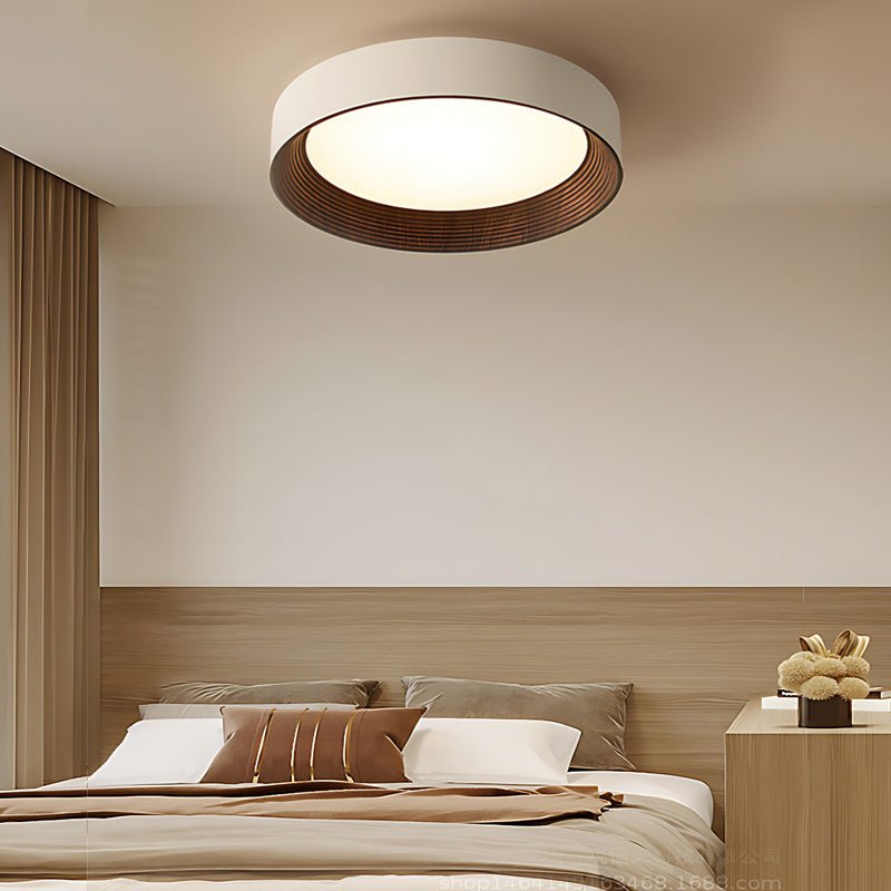 WINTHROP CIRCULAR IRON TRIO DIMMER CEILING LAMP WITH WOODEN FINISH