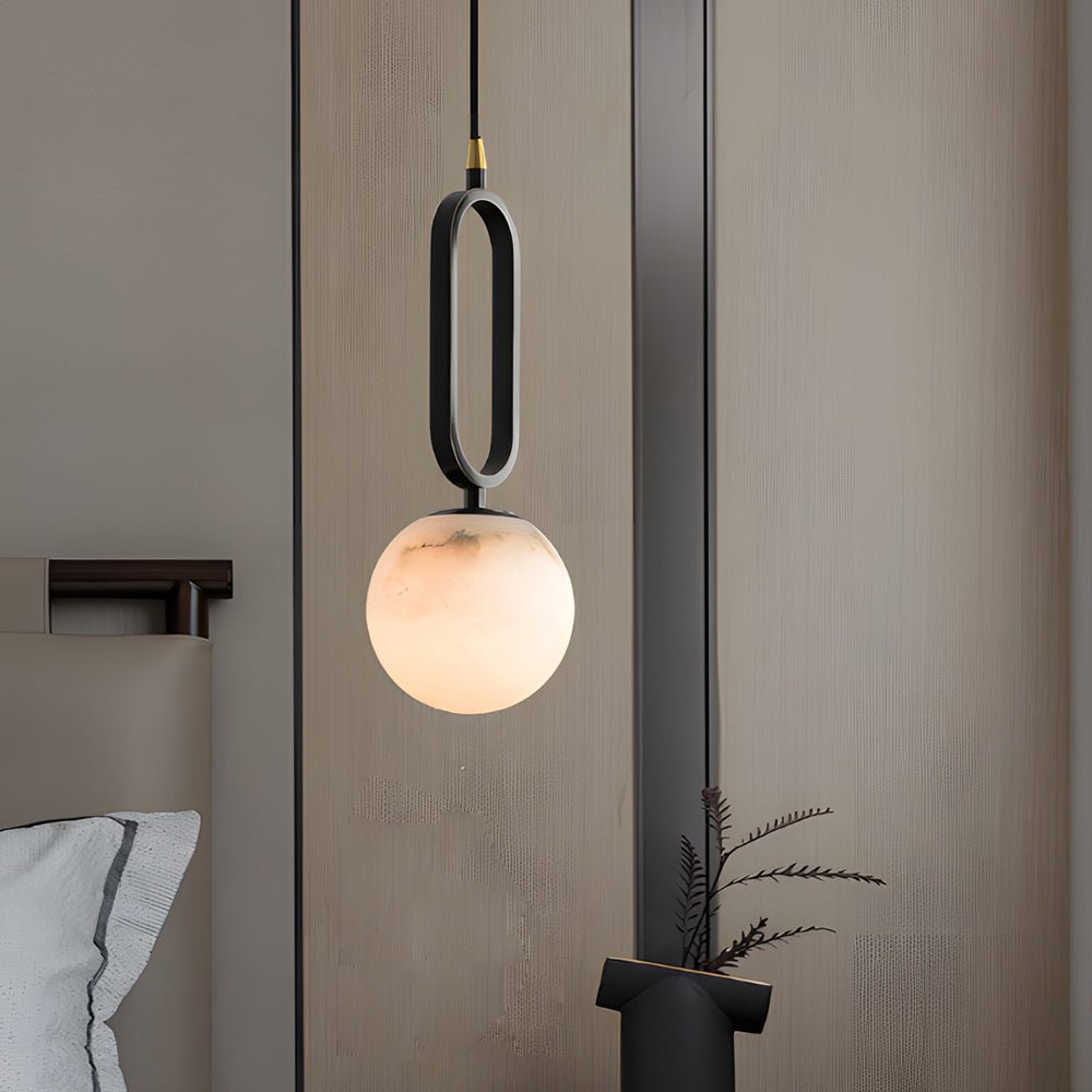 WINDSOR MARBLE ORB PENDANT LIGHT WITH COPPER ACCENTS