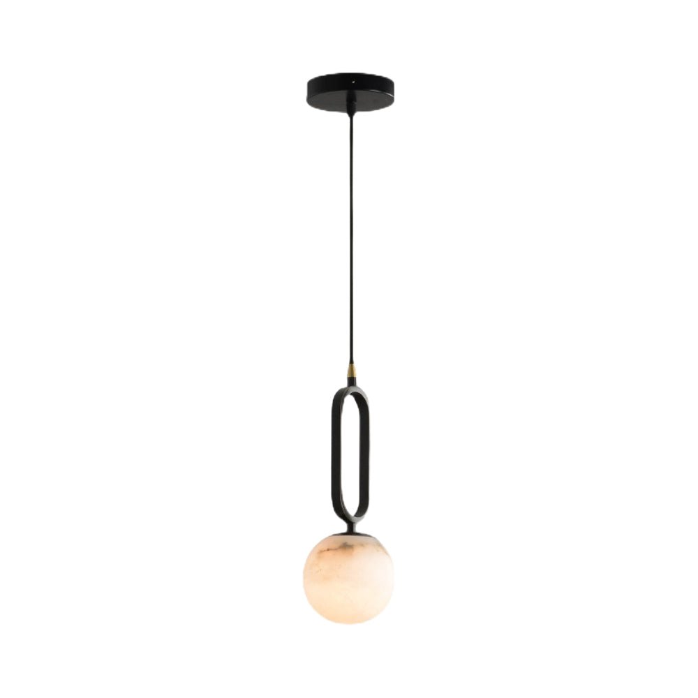 WINDSOR MARBLE ORB PENDANT LIGHT WITH COPPER ACCENTS