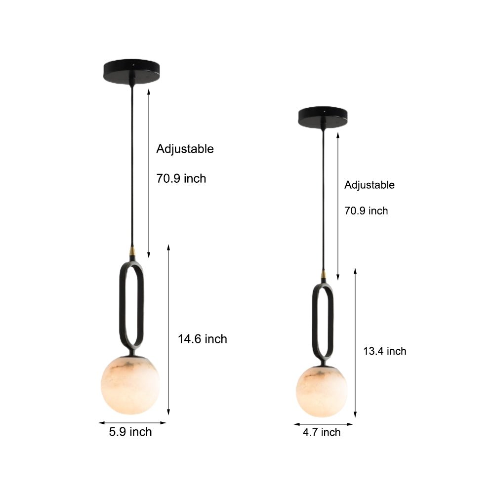 WINDSOR MARBLE ORB PENDANT LIGHT WITH COPPER ACCENTS