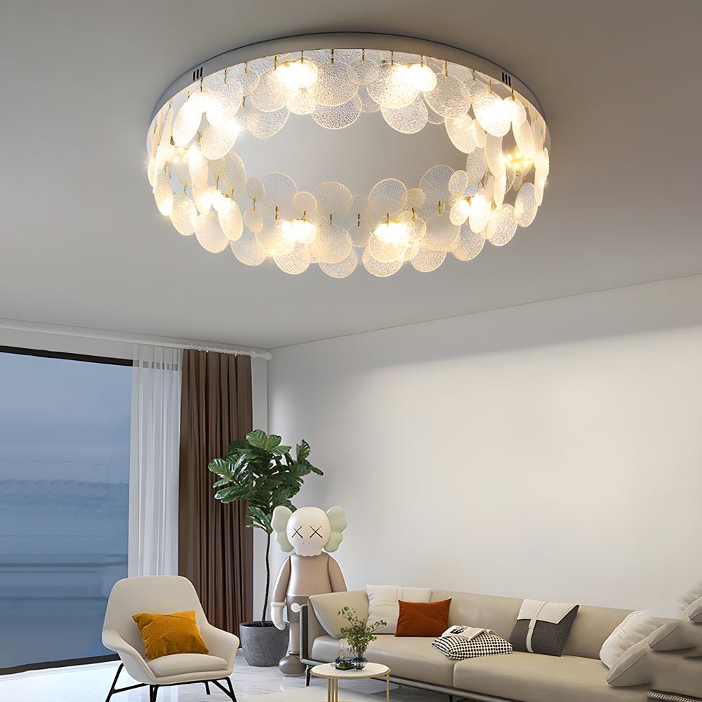 MERIDIAN GLASS SHELL CEILING ILLUMINATOR WITH TRIPLE BRIGHTNESS CONTROL