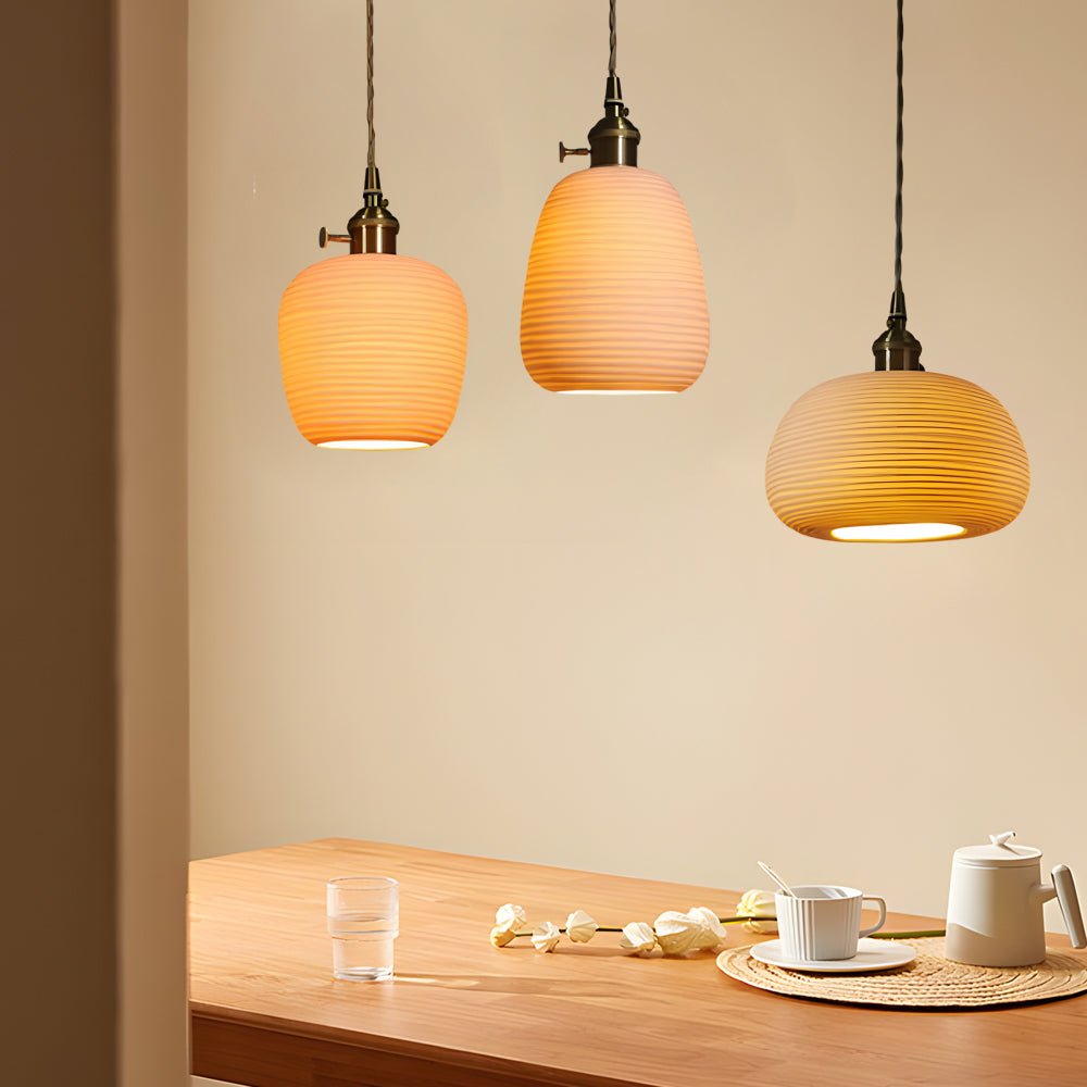 TAKASHI RIBBONED CERAMIC GLOBE LAMP
