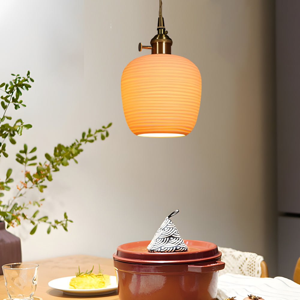 TAKASHI RIBBONED CERAMIC GLOBE LAMP