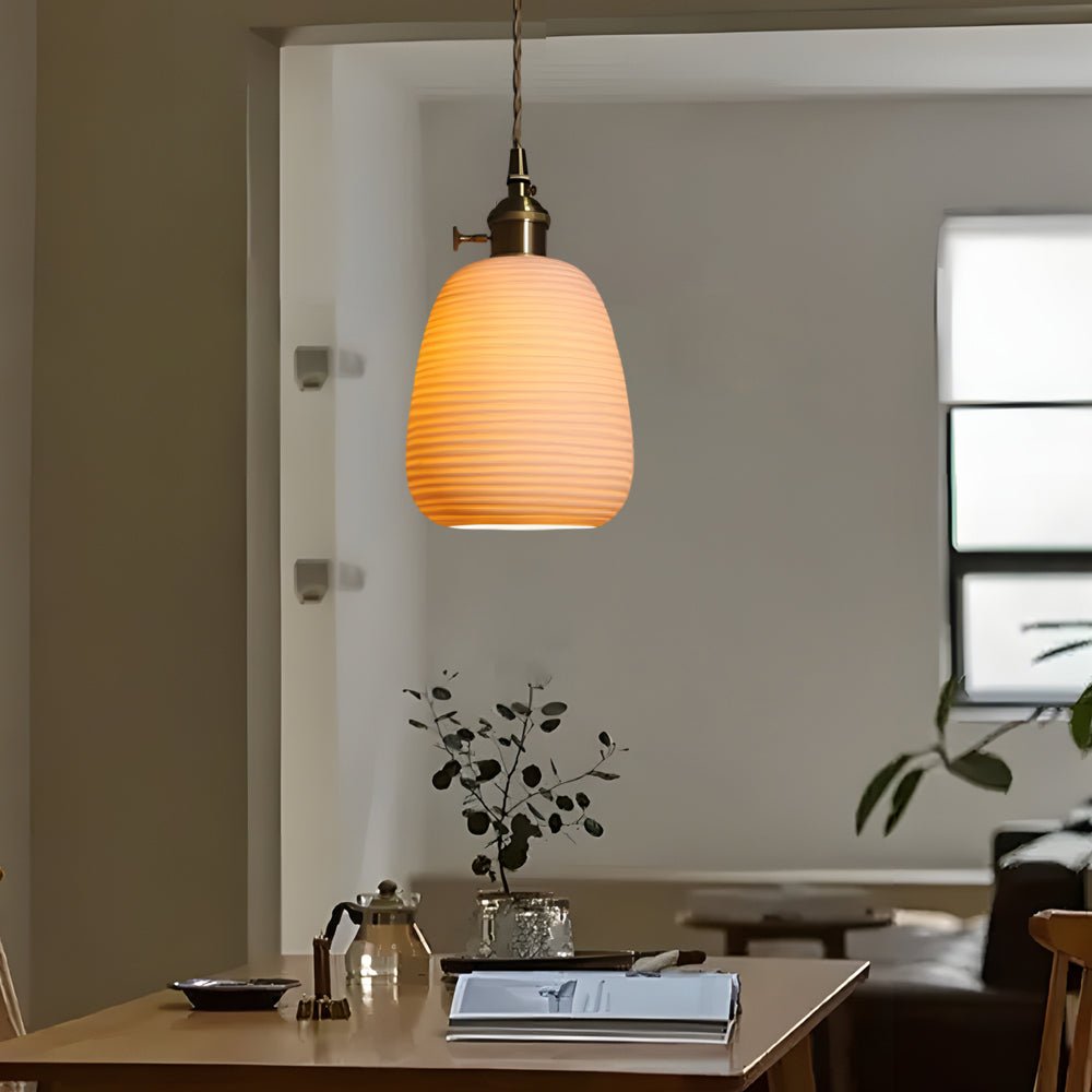 TAKASHI RIBBONED CERAMIC GLOBE LAMP