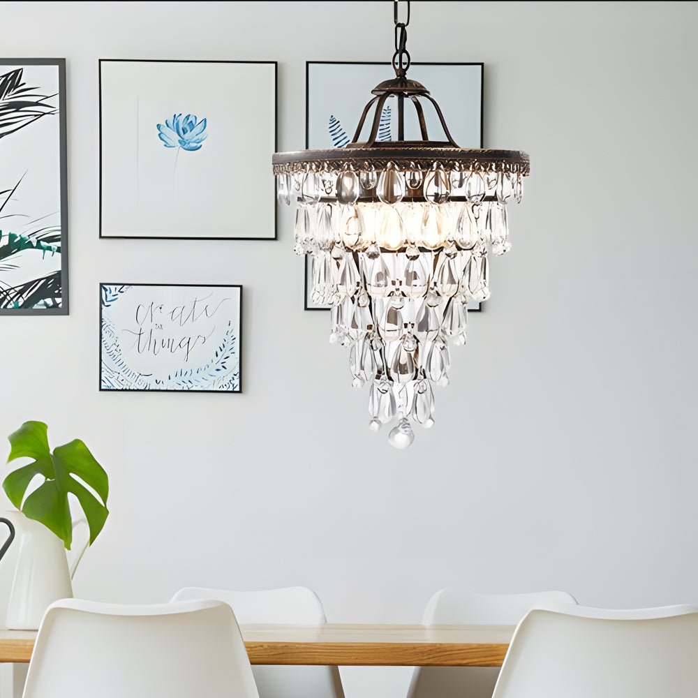 WINTERBOURNE CRYSTAL DROPLET TIERED LIGHTING FIXTURE