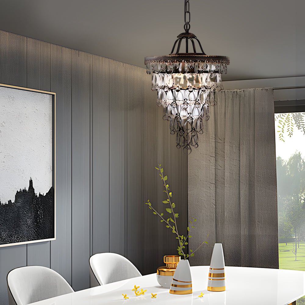 WINTERBOURNE CRYSTAL DROPLET TIERED LIGHTING FIXTURE