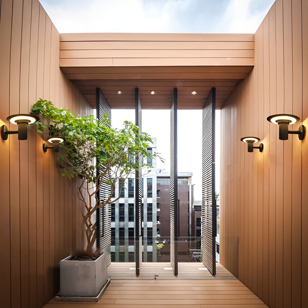 ASTRAL CIRCLE SOLAR-POWERED OUTDOOR LIGHTING SCONCE
