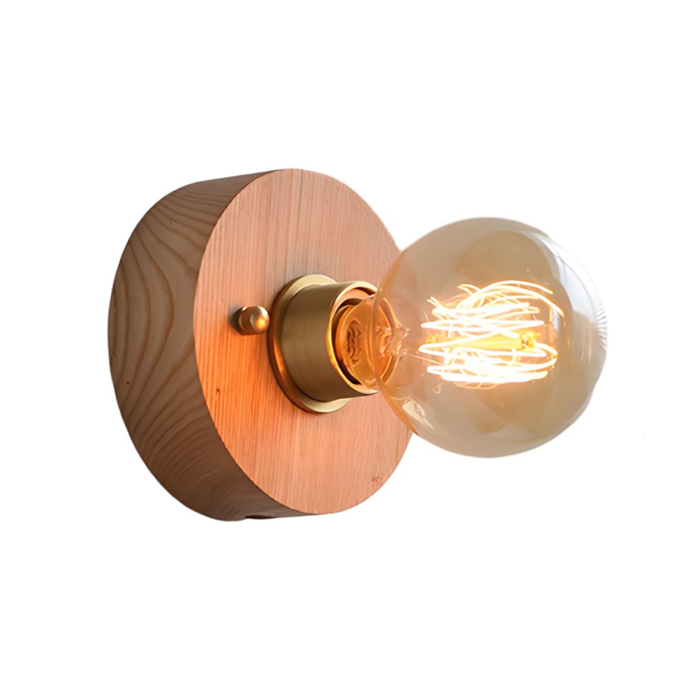 WINDSOR WALNUT CIRCLE & SQUARE WALL SCONCE WITH PULL CHAIN