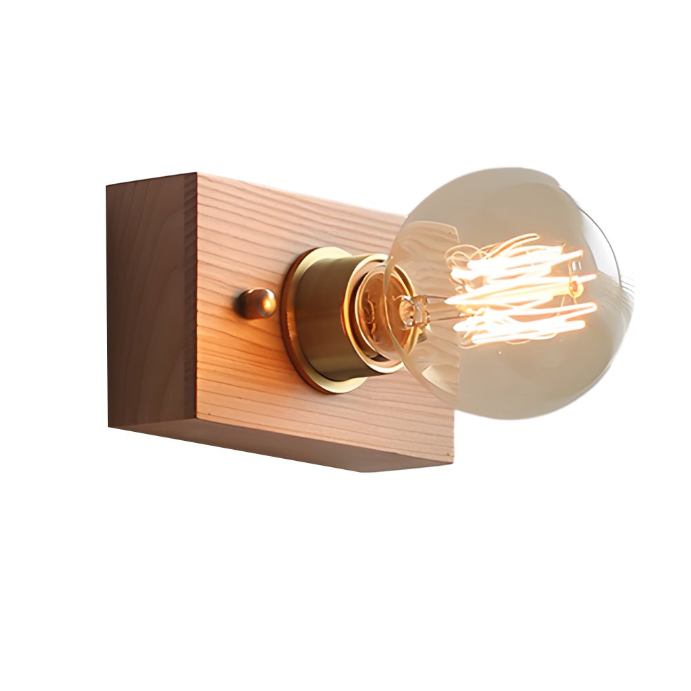 WINDSOR WALNUT CIRCLE & SQUARE WALL SCONCE WITH PULL CHAIN
