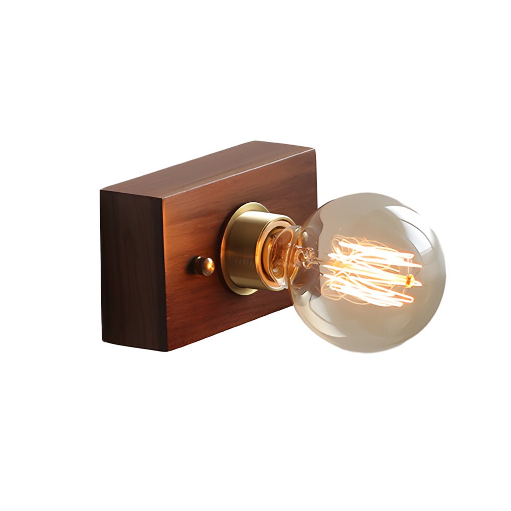 WINDSOR WALNUT CIRCLE & SQUARE WALL SCONCE WITH PULL CHAIN