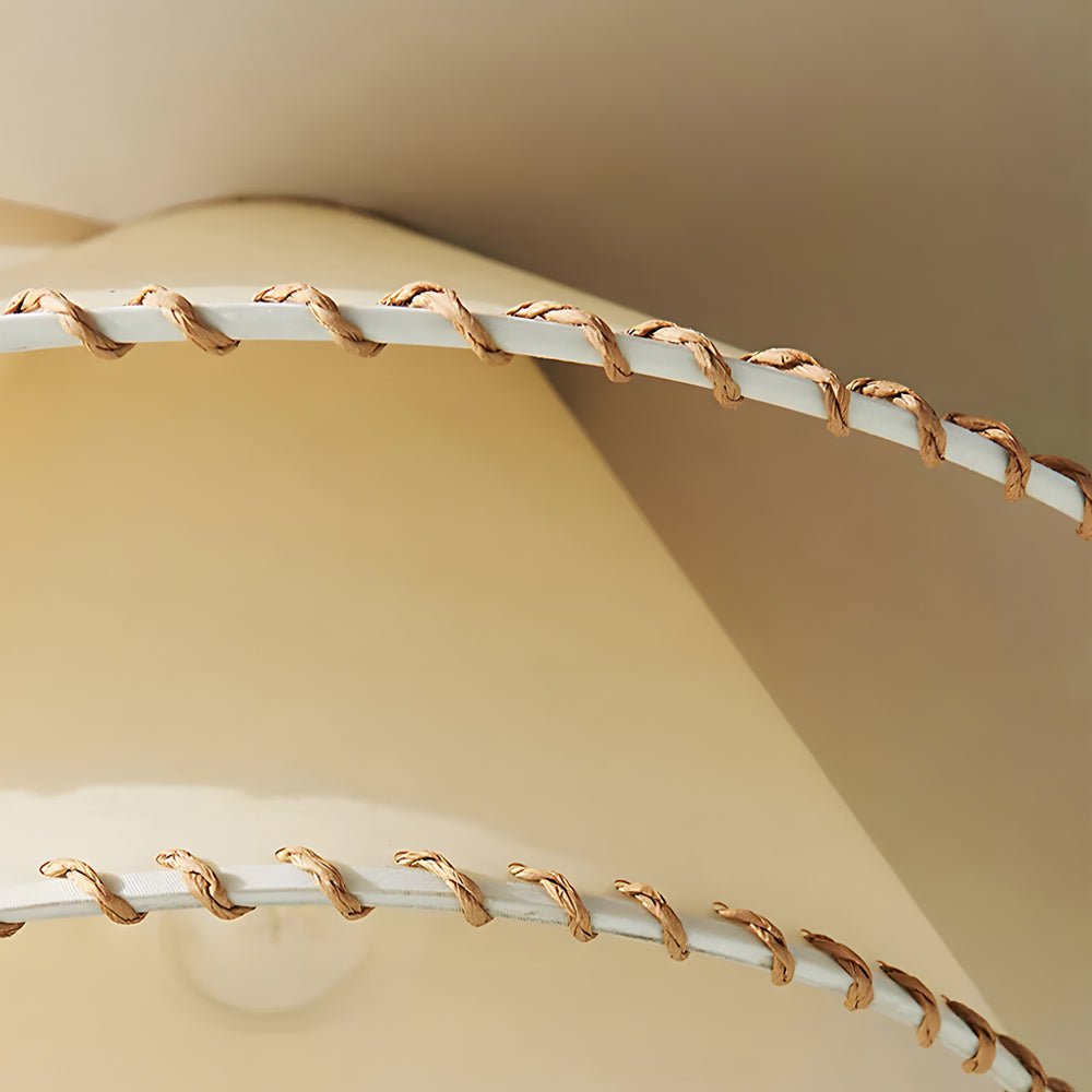 WHITLEY THREE-TIERED PARCHMENT HANGING LANTERN WITH FABRIC SHADE