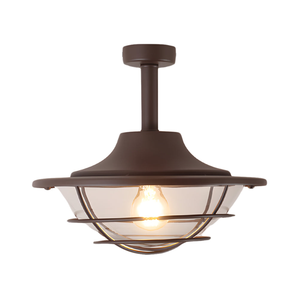 WHITBY COASTAL IRON FLUSH CEILING LANTERN