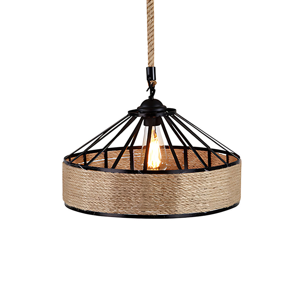 WINDSOR HEMP-WRAPPED CIRCULAR CEILING LANTERN