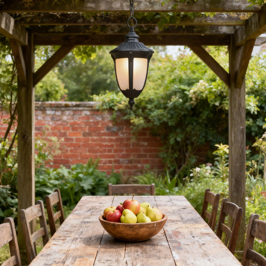 HEATHCLIFF BLACK METAL PORCH HANGING LANTERN