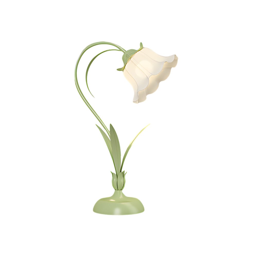 FENWICK OLIVE DESK LANTERN WITH IVORY BOTANICAL SHADE AND TRIPLE INTENSITY CONTROL