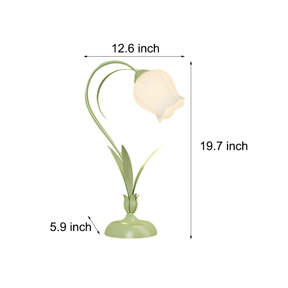 FENWICK OLIVE DESK LANTERN WITH IVORY BOTANICAL SHADE AND TRIPLE INTENSITY CONTROL