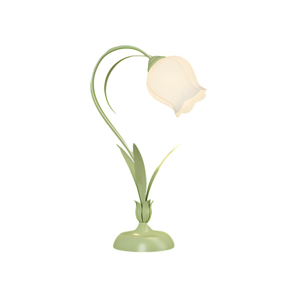 FENWICK OLIVE DESK LANTERN WITH IVORY BOTANICAL SHADE AND TRIPLE INTENSITY CONTROL