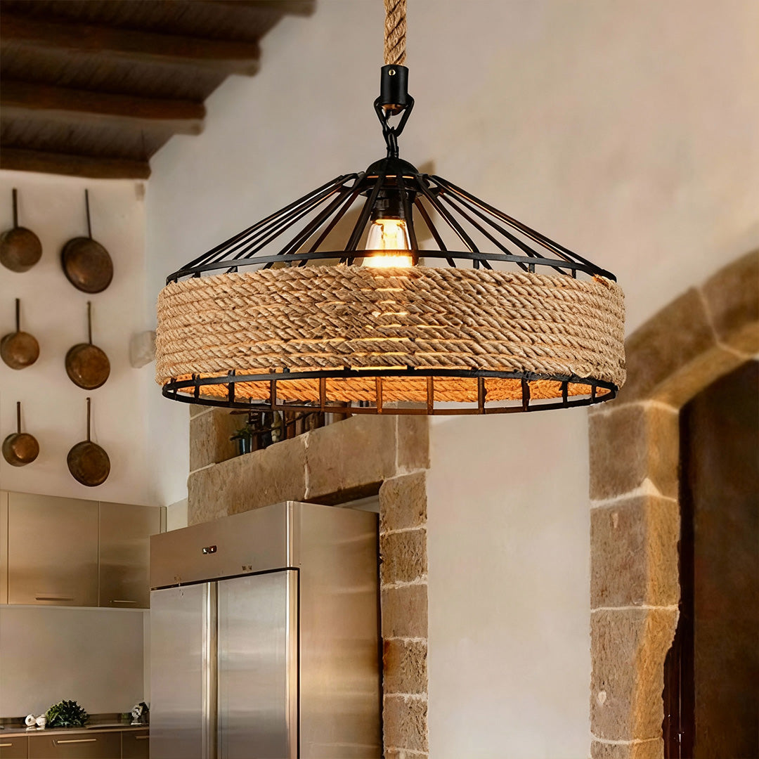 WINDSOR HEMP-WRAPPED CIRCULAR CEILING LANTERN