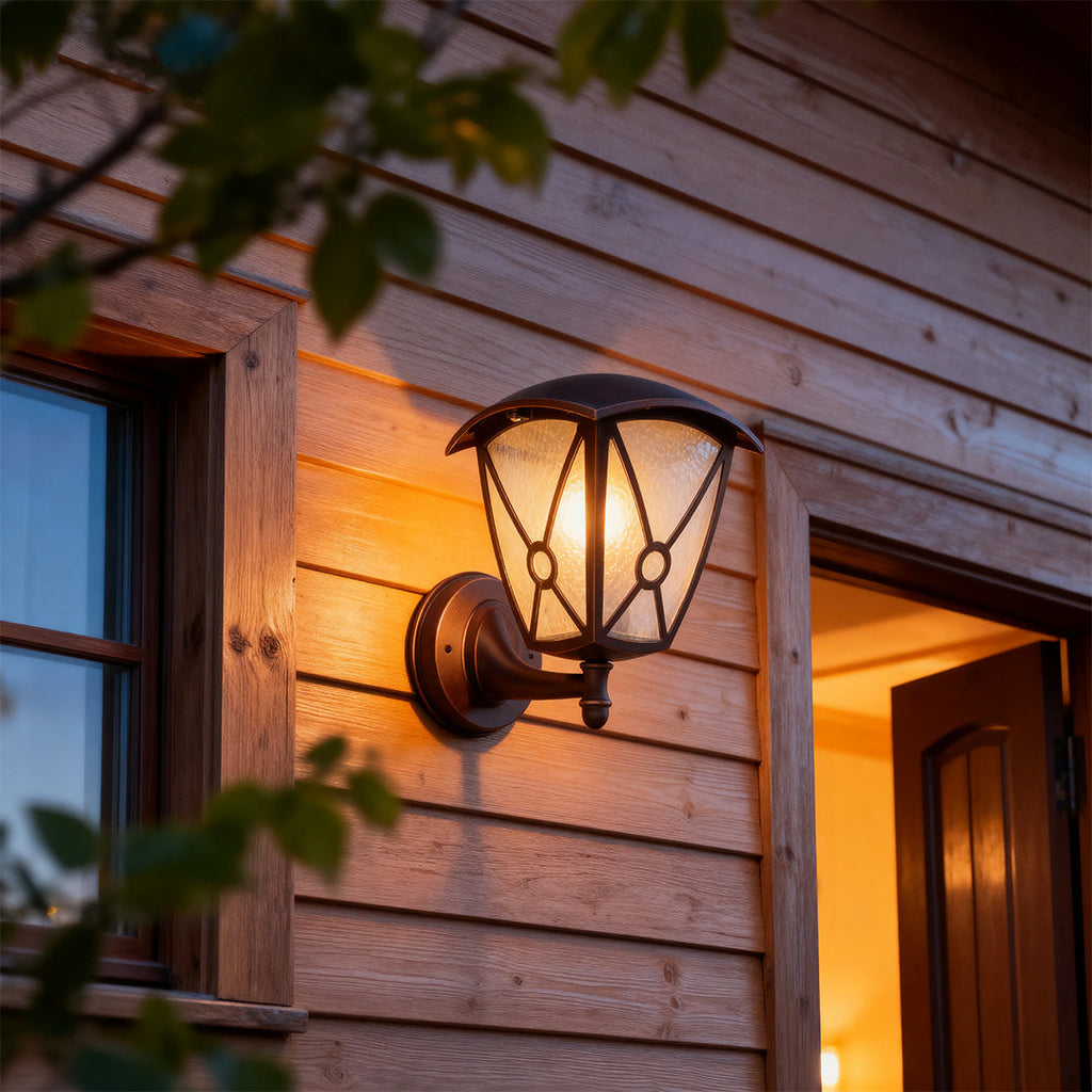 WINTHORPE ALUMINUM OUTDOOR SCONCE WITH CLEAR GLASS SHADE