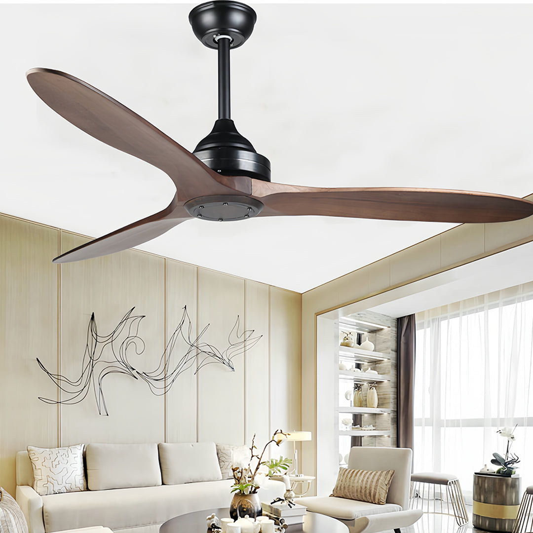 WINTERBOURNE WOODEN FLUSH MOUNT CEILING FAN WITH LIGHT AND SILENT DC MOTOR