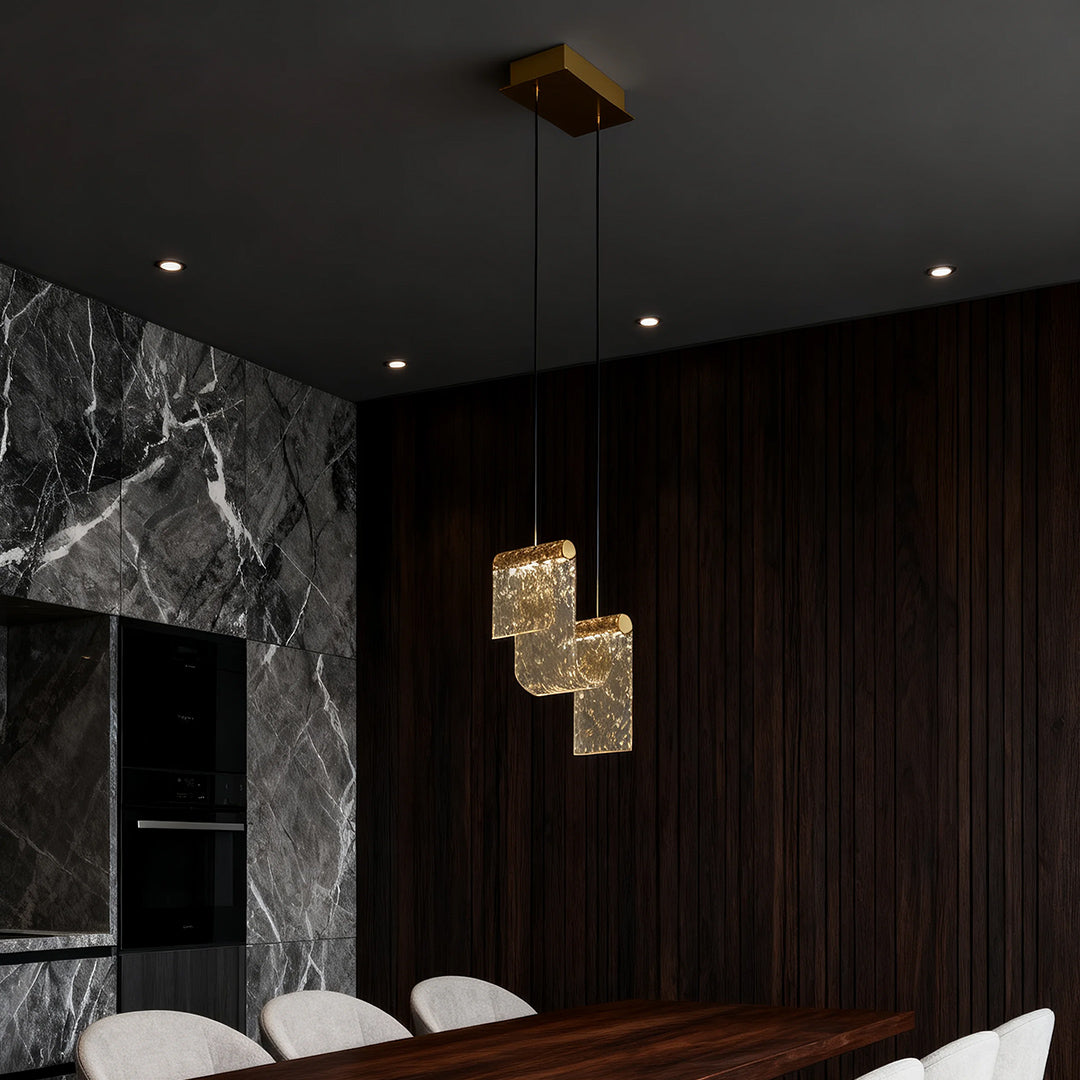 CARLETON AMBER GLASS ISLAND PENDANT LIGHT