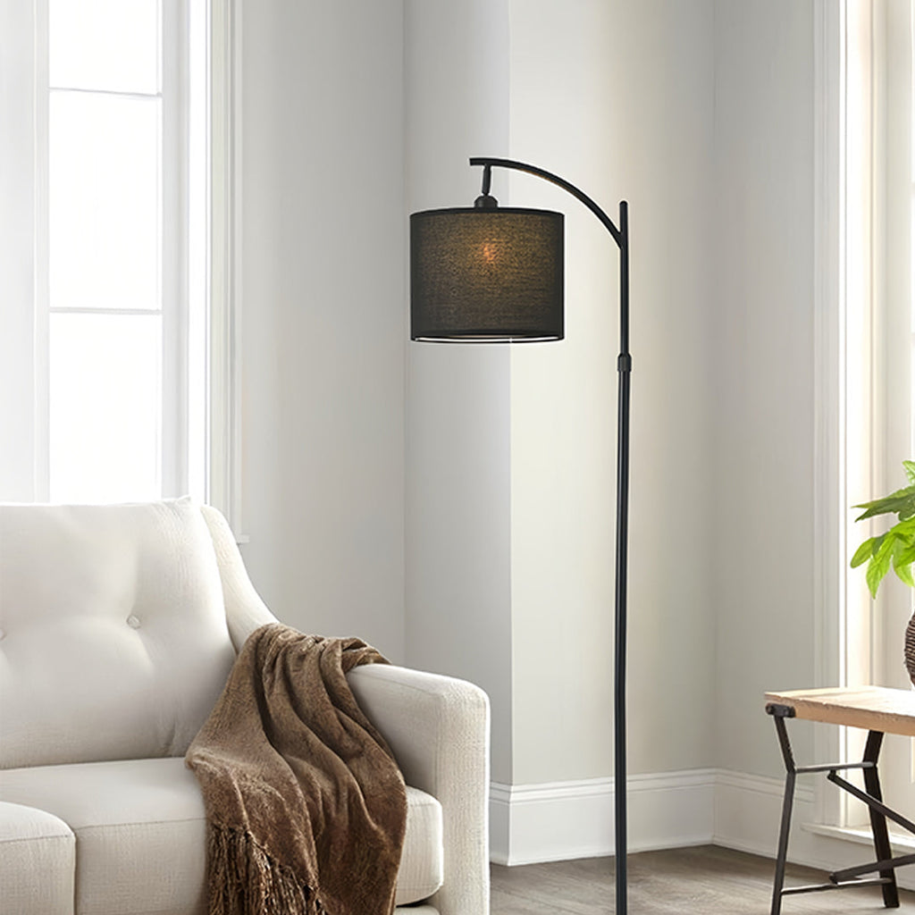 WINDSOR ARC METAL FLOOR LAMP WITH FABRIC SHADE