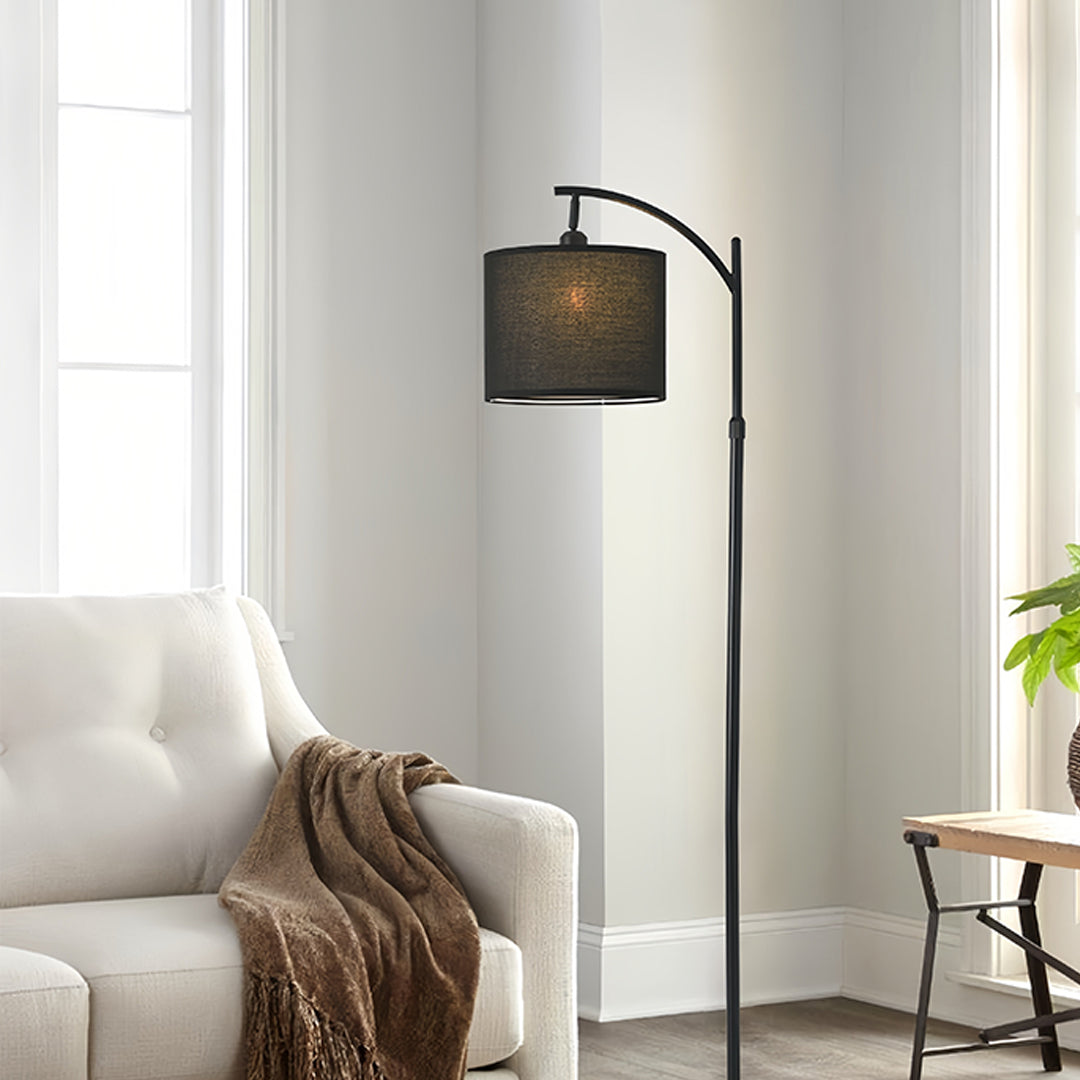 WINDSOR ARC METAL FLOOR LAMP WITH FABRIC SHADE