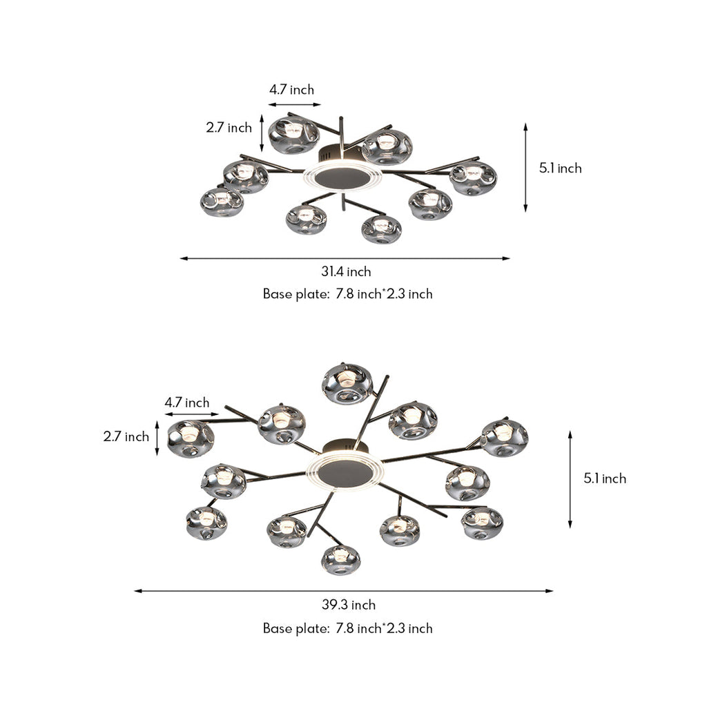 WINDSOR BRANCHED CIRCULAR FLUSH MOUNT LIGHT