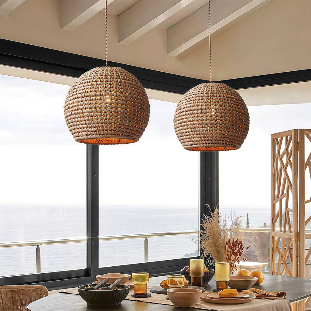 SHIMMERING KAZUKO RAFFIA CEILING LANTERN