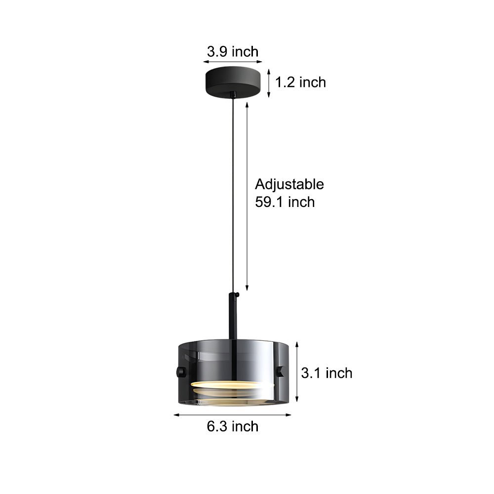 WINTERBOURNE SMOKY GLASS TRIPLE DIMMER PENDANT LIGHT