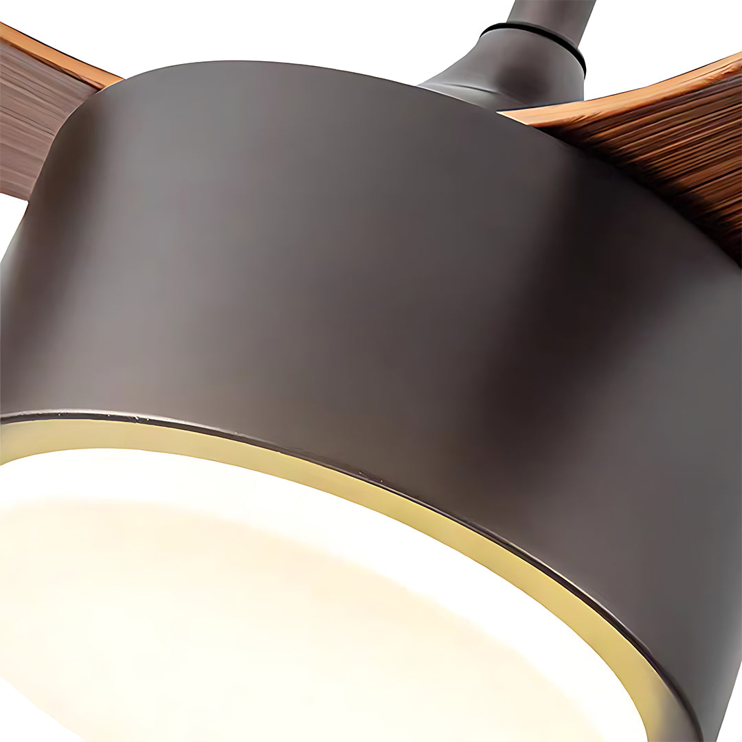 WINTHROP SILVER WHIRL CEILING FAN WITH LIGHT WOOD GRAIN LED ILLUMINATION