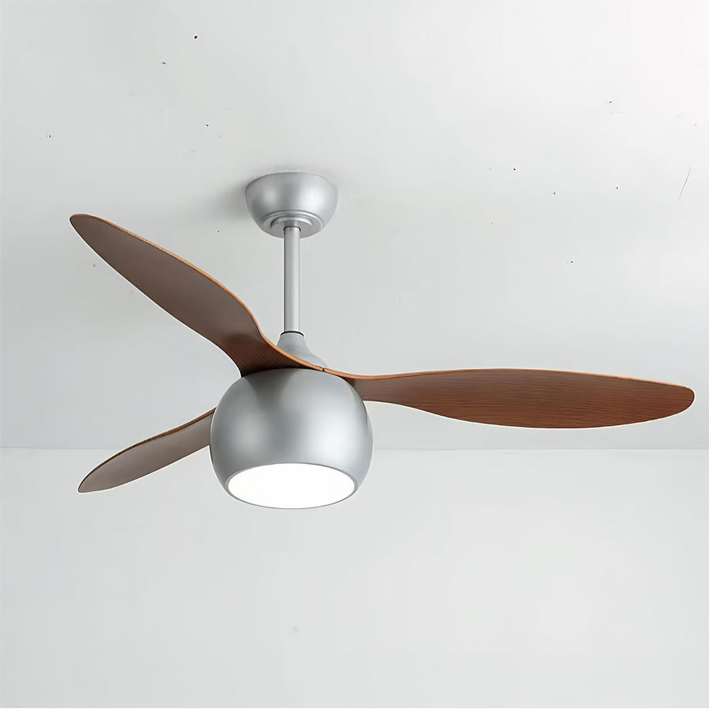 WINTHROP SILVER WHIRL CEILING FAN WITH LIGHT WOOD GRAIN LED ILLUMINATION
