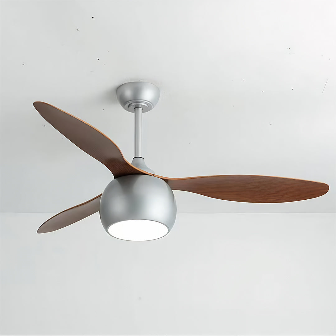 WINTHROP SILVER WHIRL CEILING FAN WITH LIGHT WOOD GRAIN LED ILLUMINATION