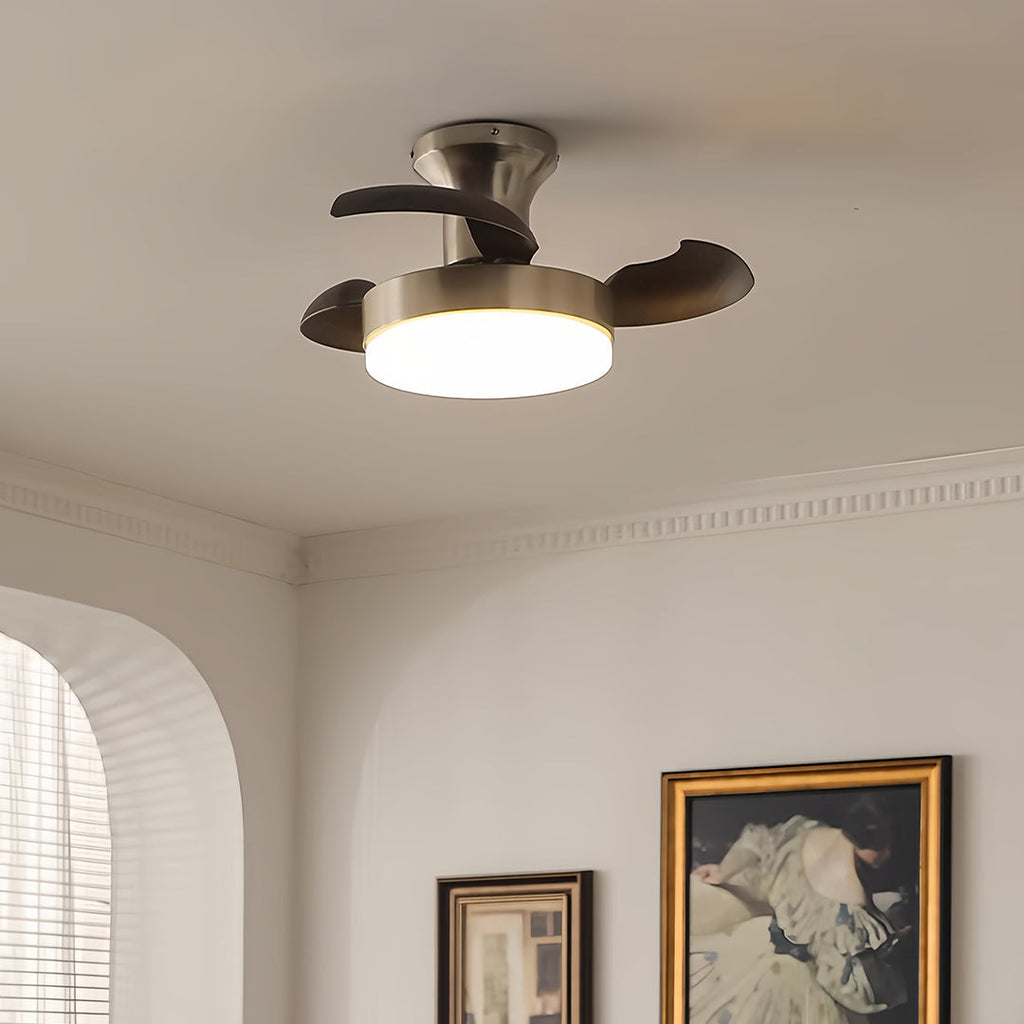 WINTHORPE SILVER 3-BLADE CEILING FAN LAMP WITH FRENCH RETRO ACCENTS