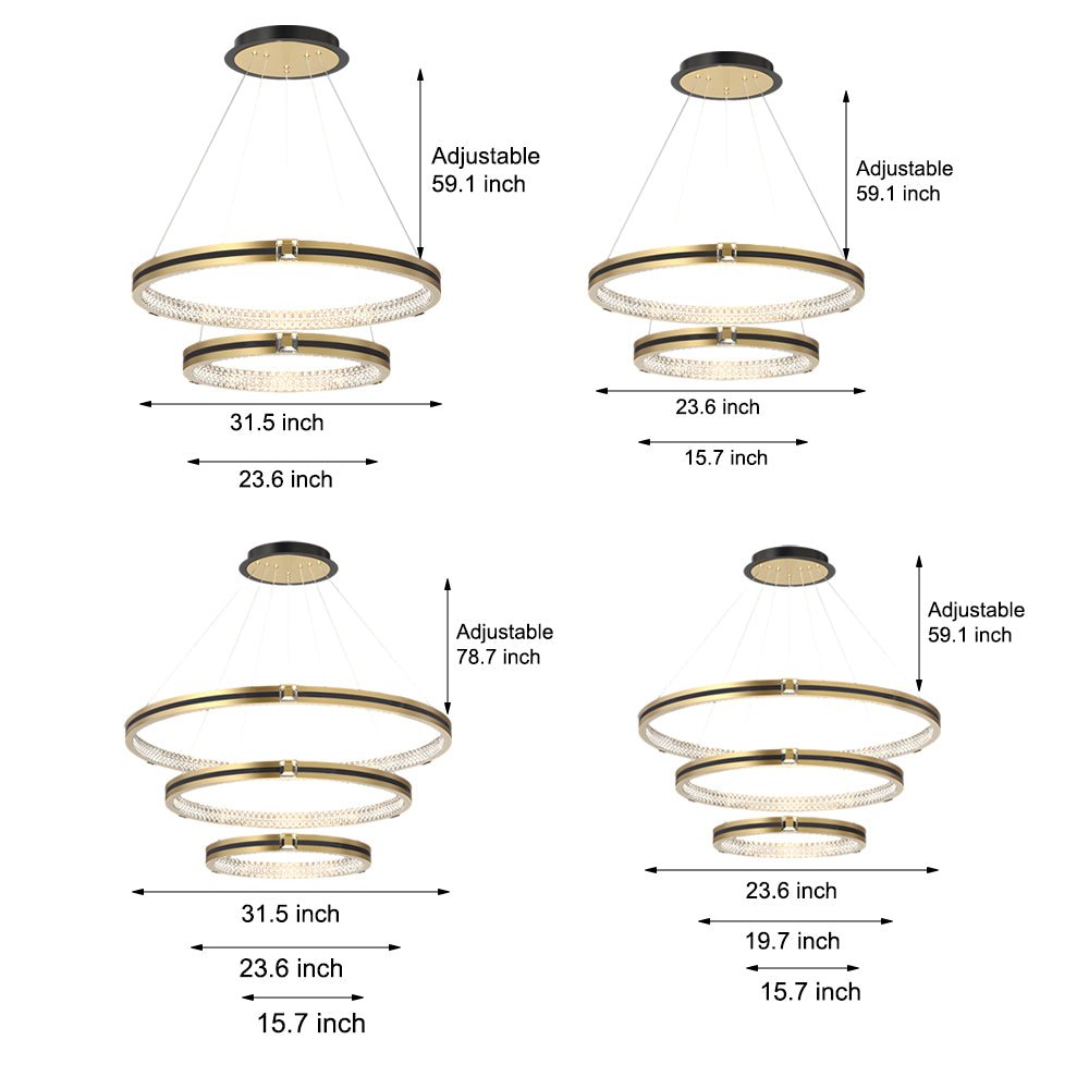WINTHROP BRUSHED GOLD TRIO CIRCLE DIMMER CHANDELIER