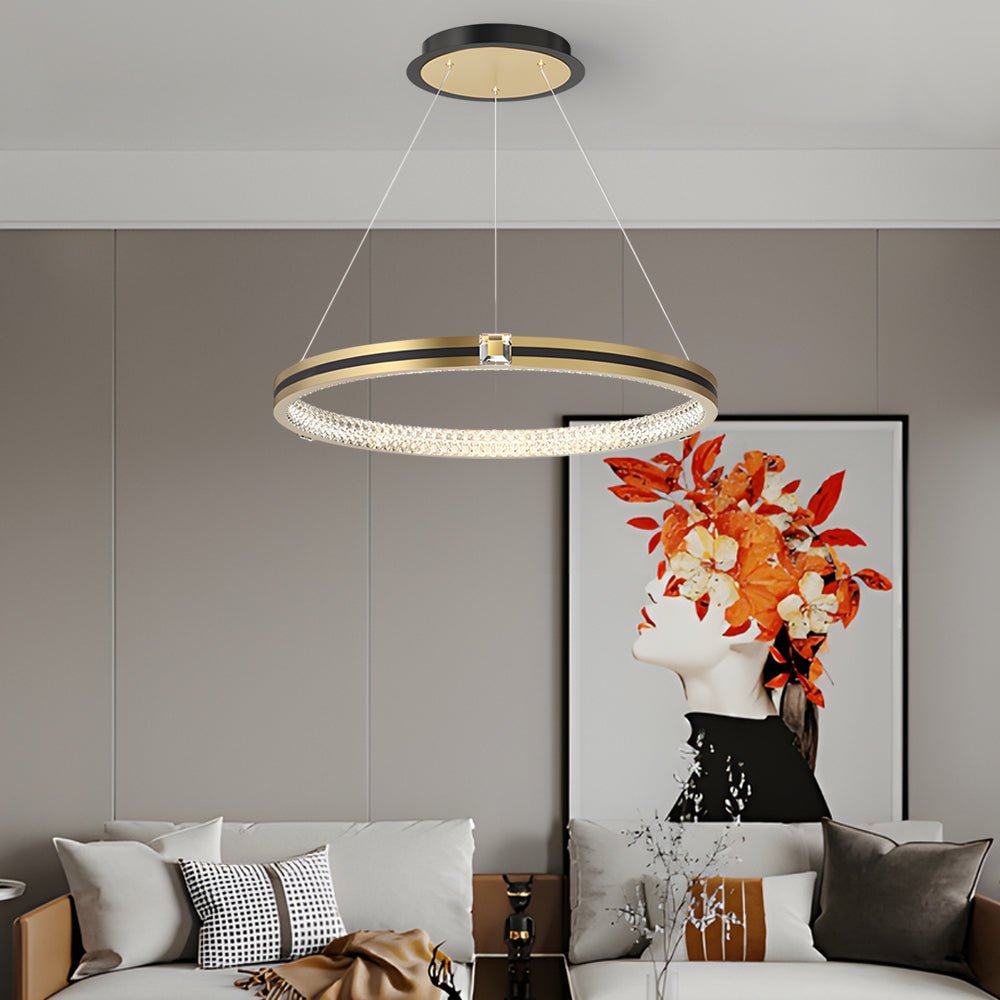 WINTHROP BRUSHED GOLD TRIO CIRCLE DIMMER CHANDELIER