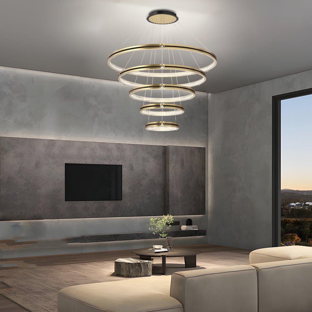 WINTHROP BRUSHED GOLD TRIO CIRCLE DIMMER CHANDELIER