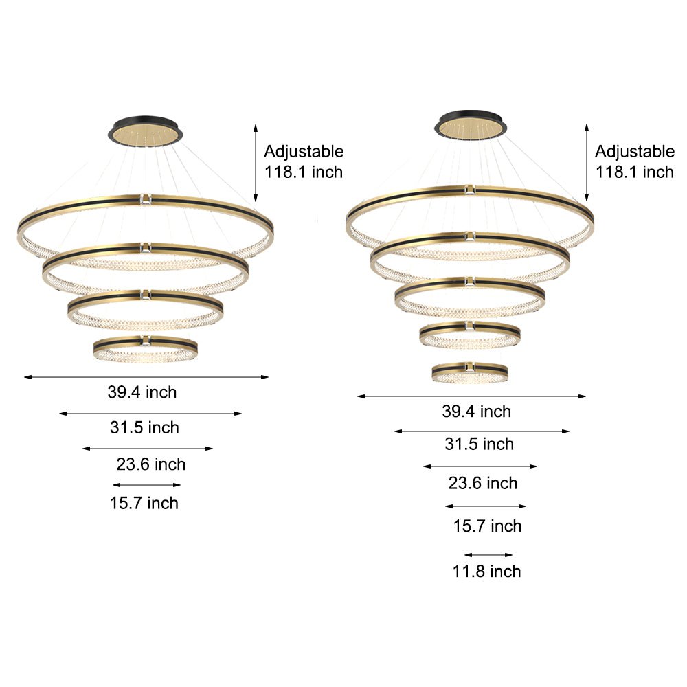 WINTHROP BRUSHED GOLD TRIO CIRCLE DIMMER CHANDELIER