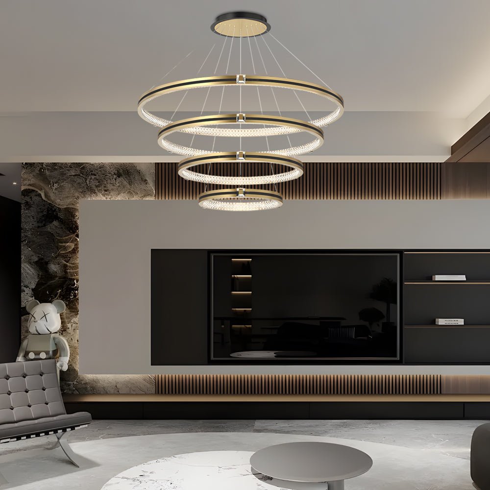 WINTHROP BRUSHED GOLD TRIO CIRCLE DIMMER CHANDELIER