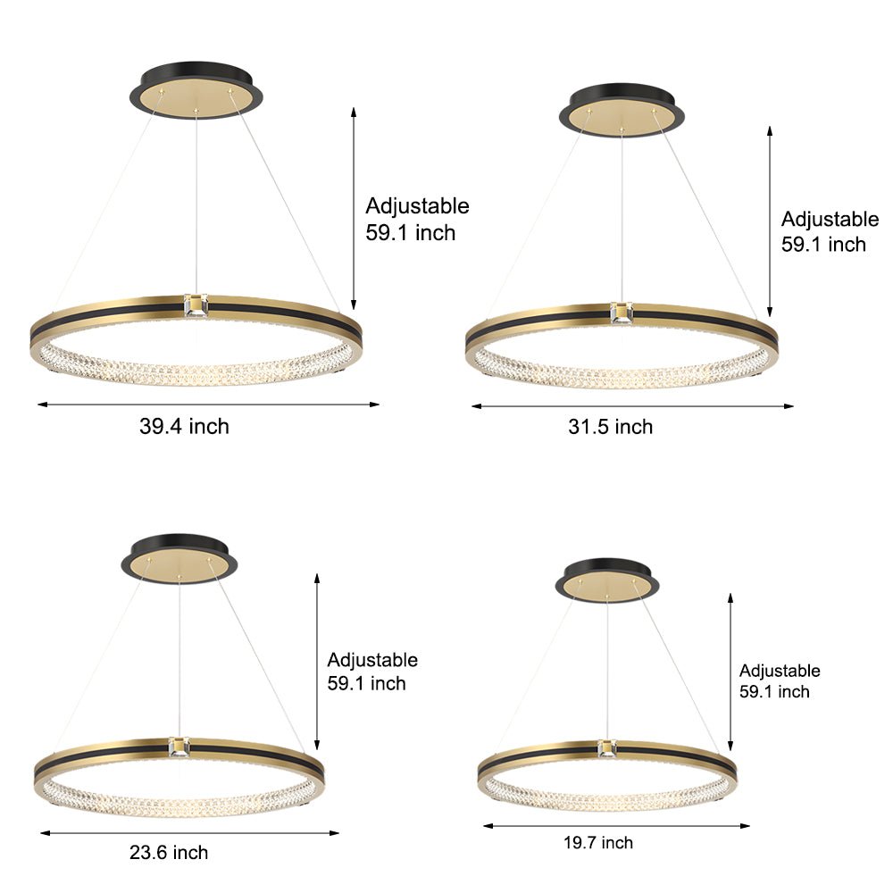 WINTHROP BRUSHED GOLD TRIO CIRCLE DIMMER CHANDELIER