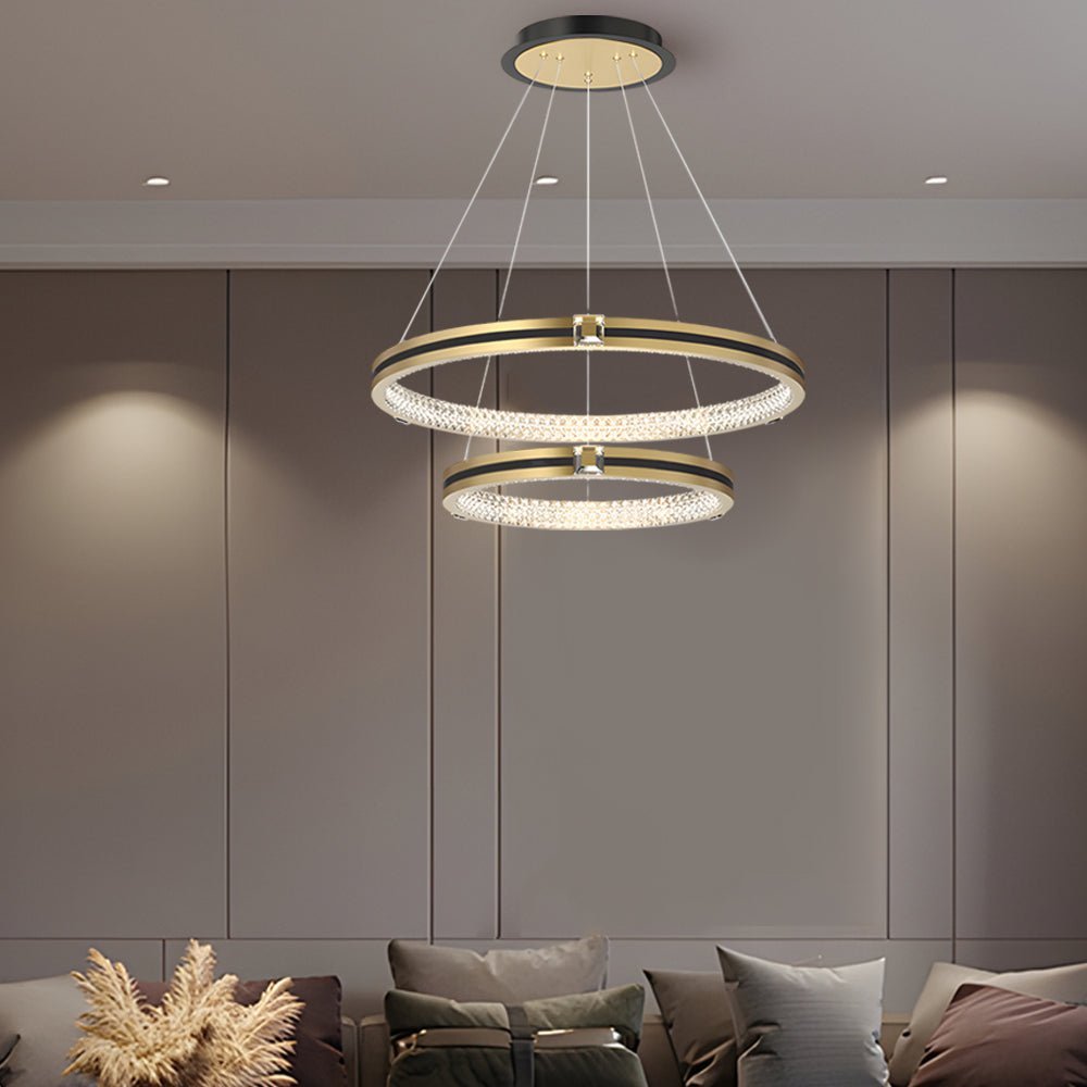 WINTHROP BRUSHED GOLD TRIO CIRCLE DIMMER CHANDELIER