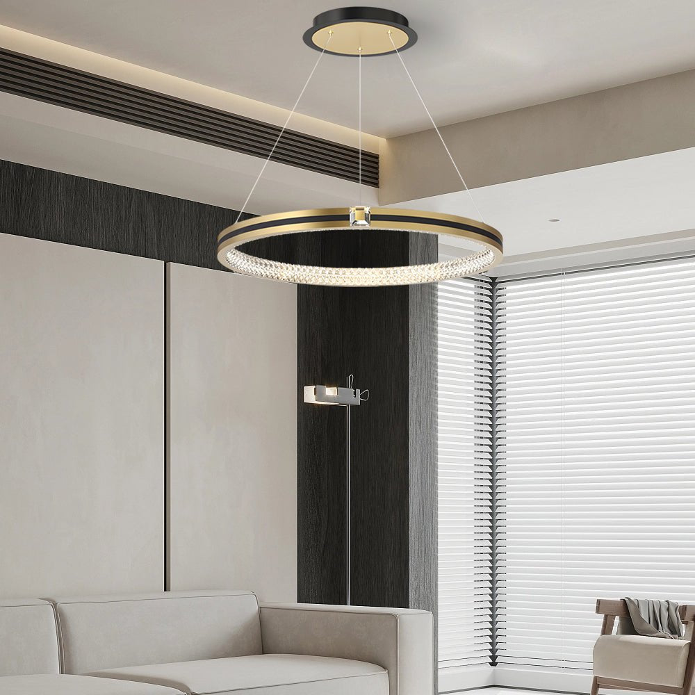 WINTHROP BRUSHED GOLD TRIO CIRCLE DIMMER CHANDELIER