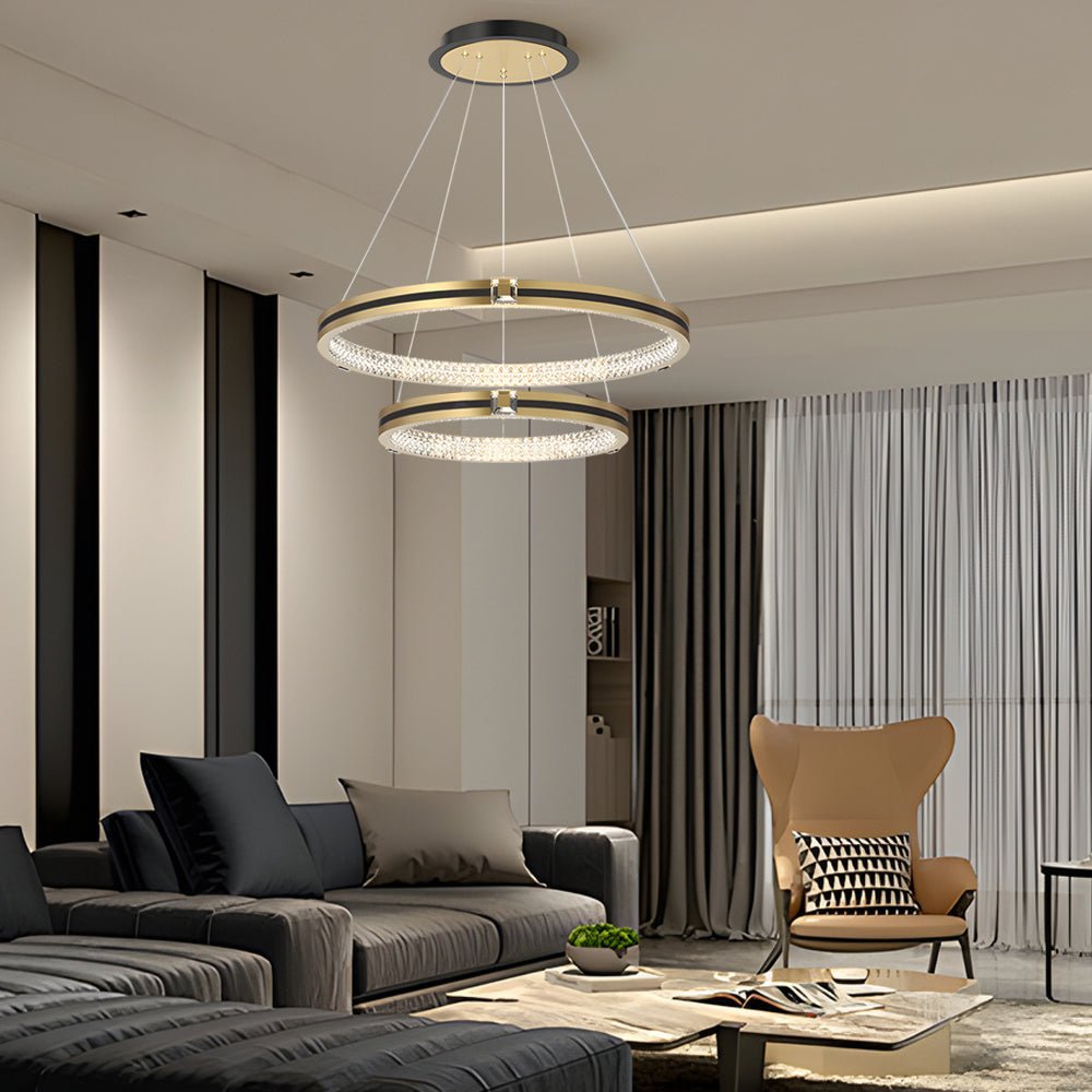 WINTHROP BRUSHED GOLD TRIO CIRCLE DIMMER CHANDELIER