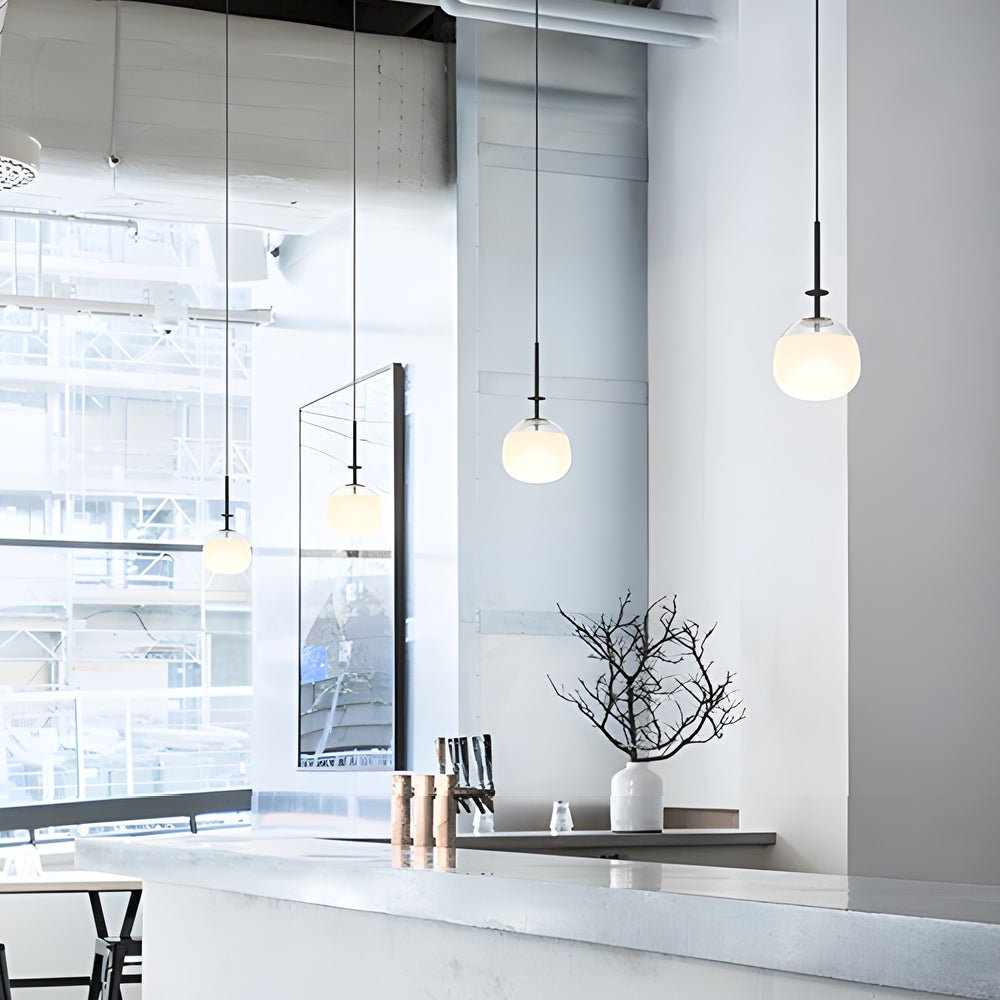 WINDSOR GLASS ORB LUMINAIRE WITH IRON FRAME