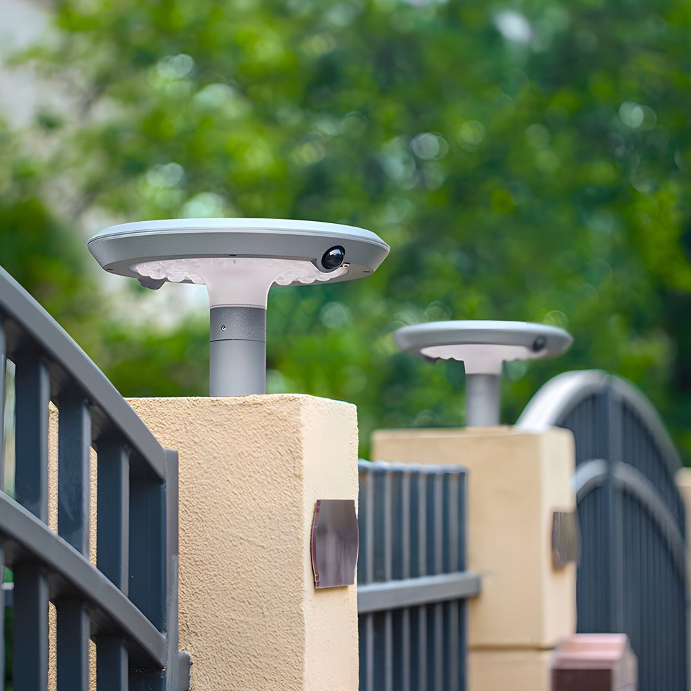 WINTHROP SOLAR-POWERED ROUND POST LANTERN WITH DUAL MOTION DETECTION
