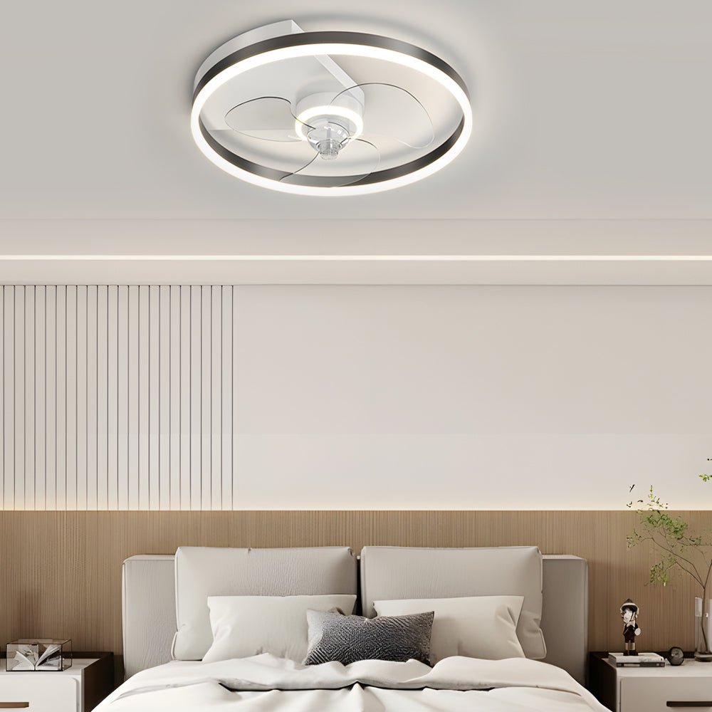 FENWICK SILENT ORB LED FLUSH MOUNT CEILING FAN WITH TRIPLE DIMMING