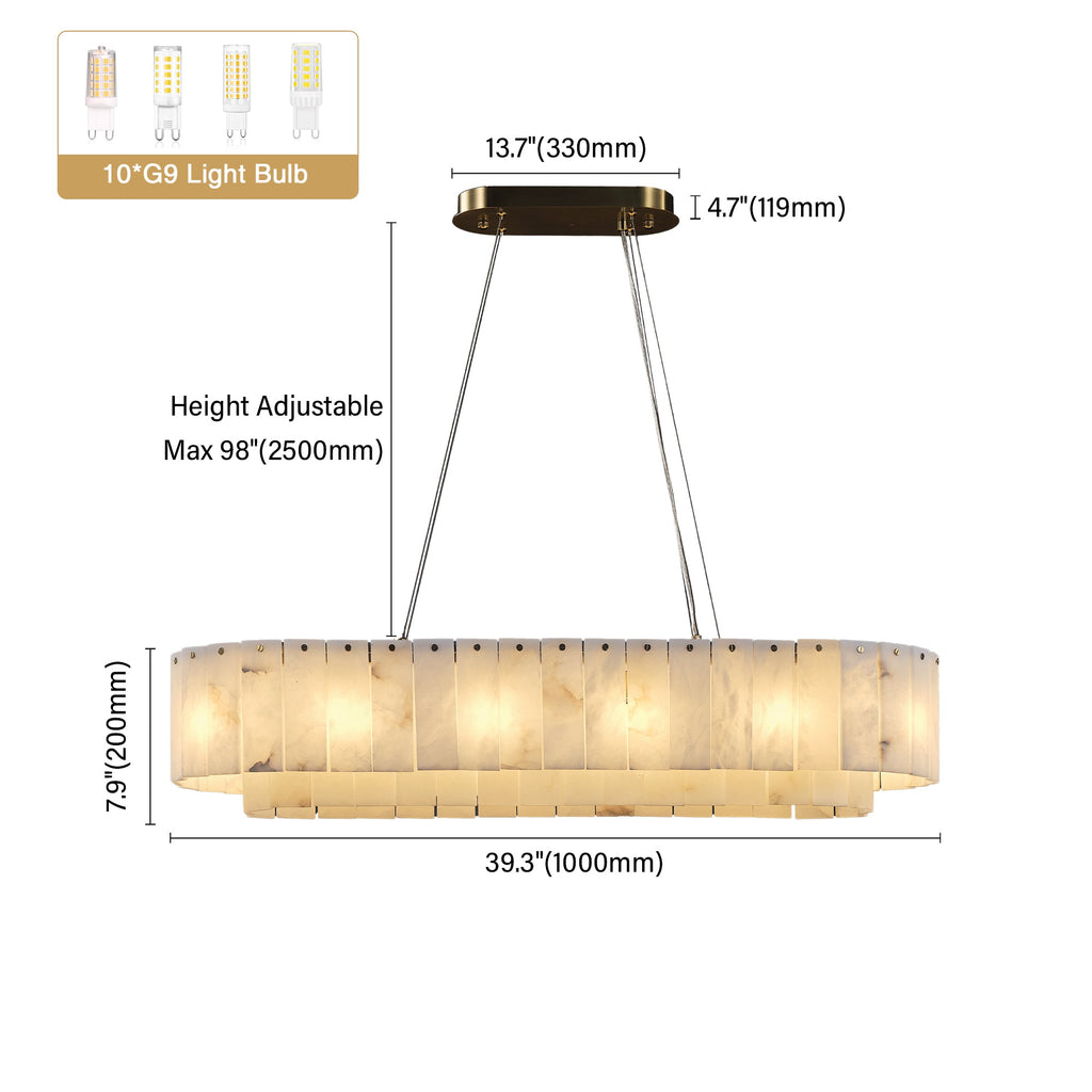 VILLENEUVE RECTANGULAR ALABASTER DINING CHANDELIER