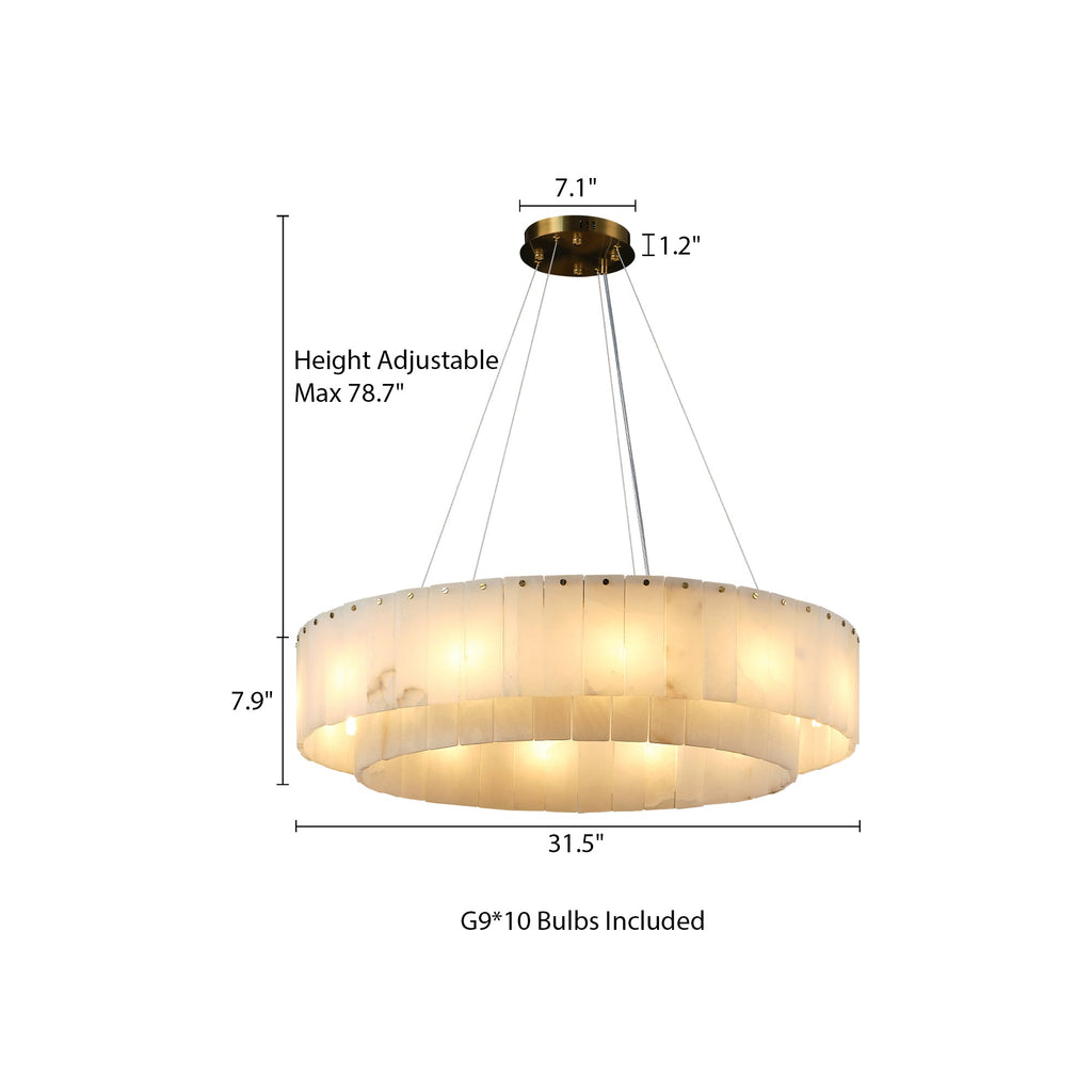 VINCENZO ALABASTER TIERED DINING CHANDELIER WITH GOLD ACCENTS